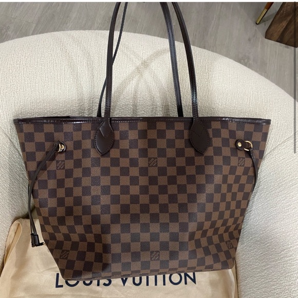 Authentic Louis Vuitton Neverfull MM damier ebene ballerina pink interior - Picture 3 of 16